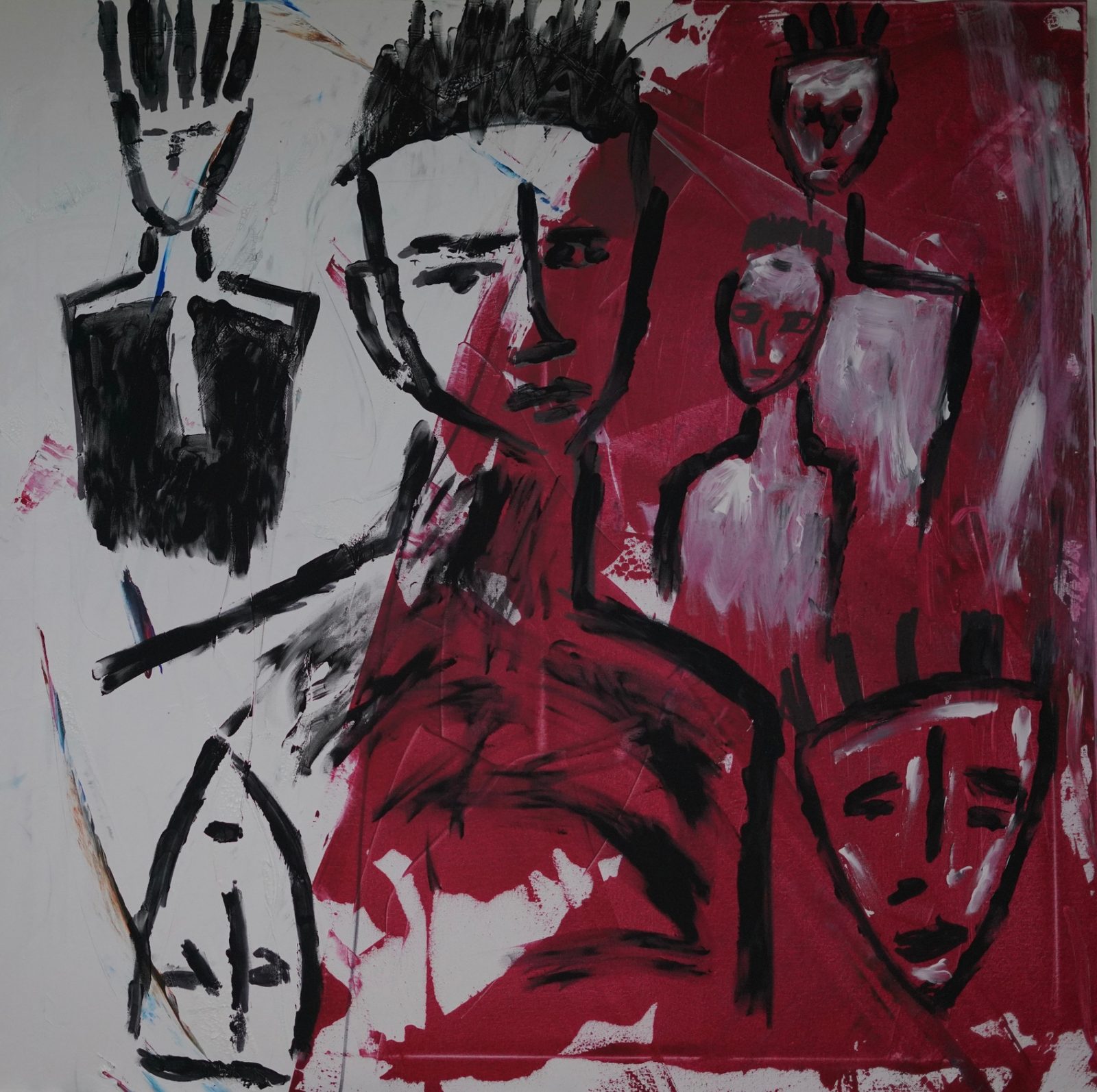CONTACT MONSTER (2024) – Gemälde von Thomas Anderer, Mixed Media auf Leinwand, 120 × 120 cm