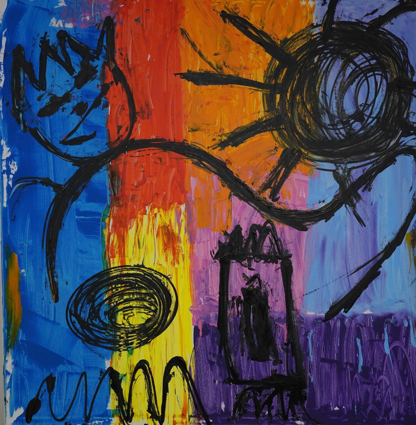 FUTURERIDER (2024) – Gemälde von Thomas Anderer, Mixed Media auf Leinwand, 120 × 120 cm