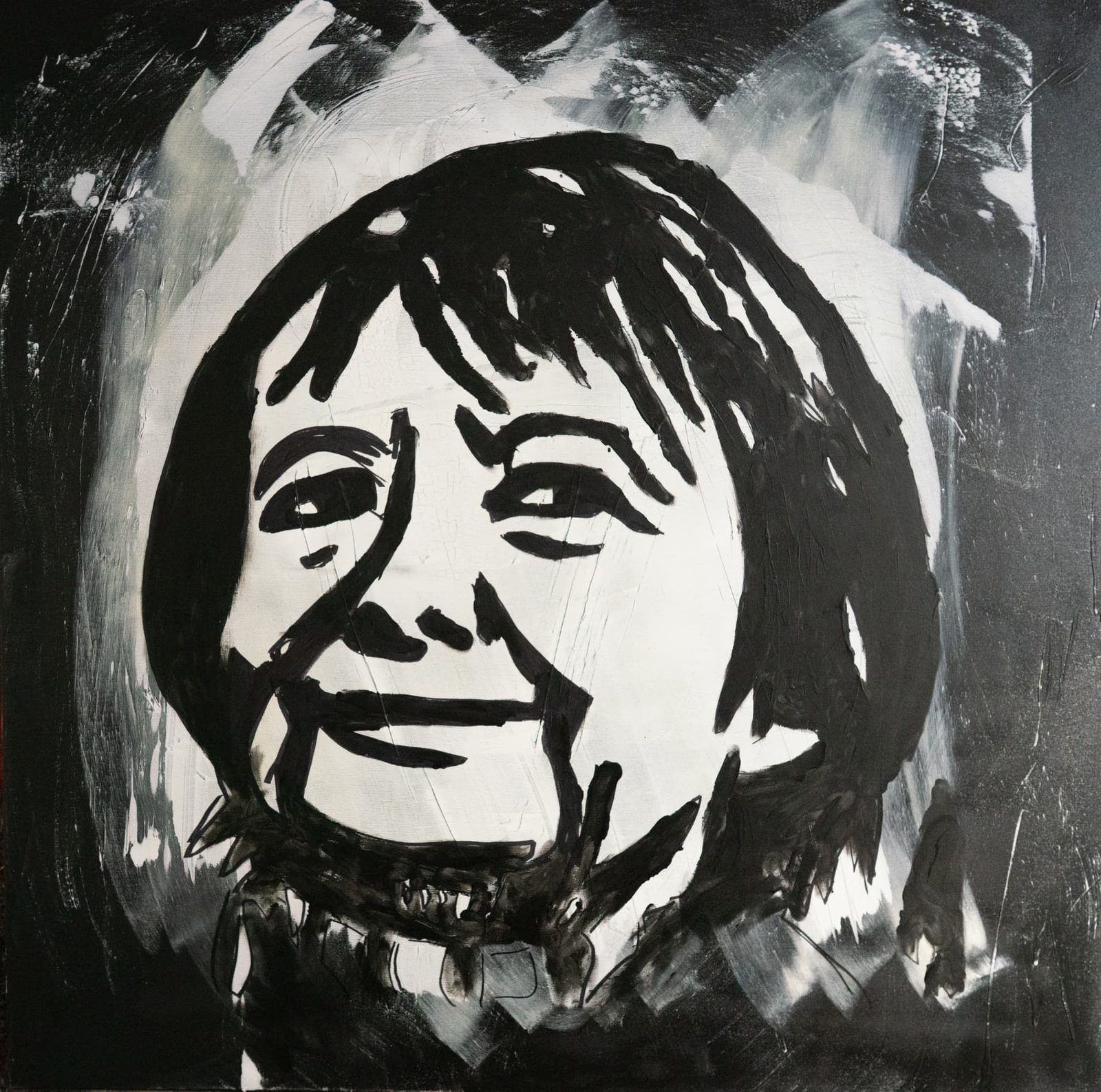 HELGA (2026) – Gemälde von Thomas Anderer, Mixed Media auf Leinwand, 120 × 120 cm