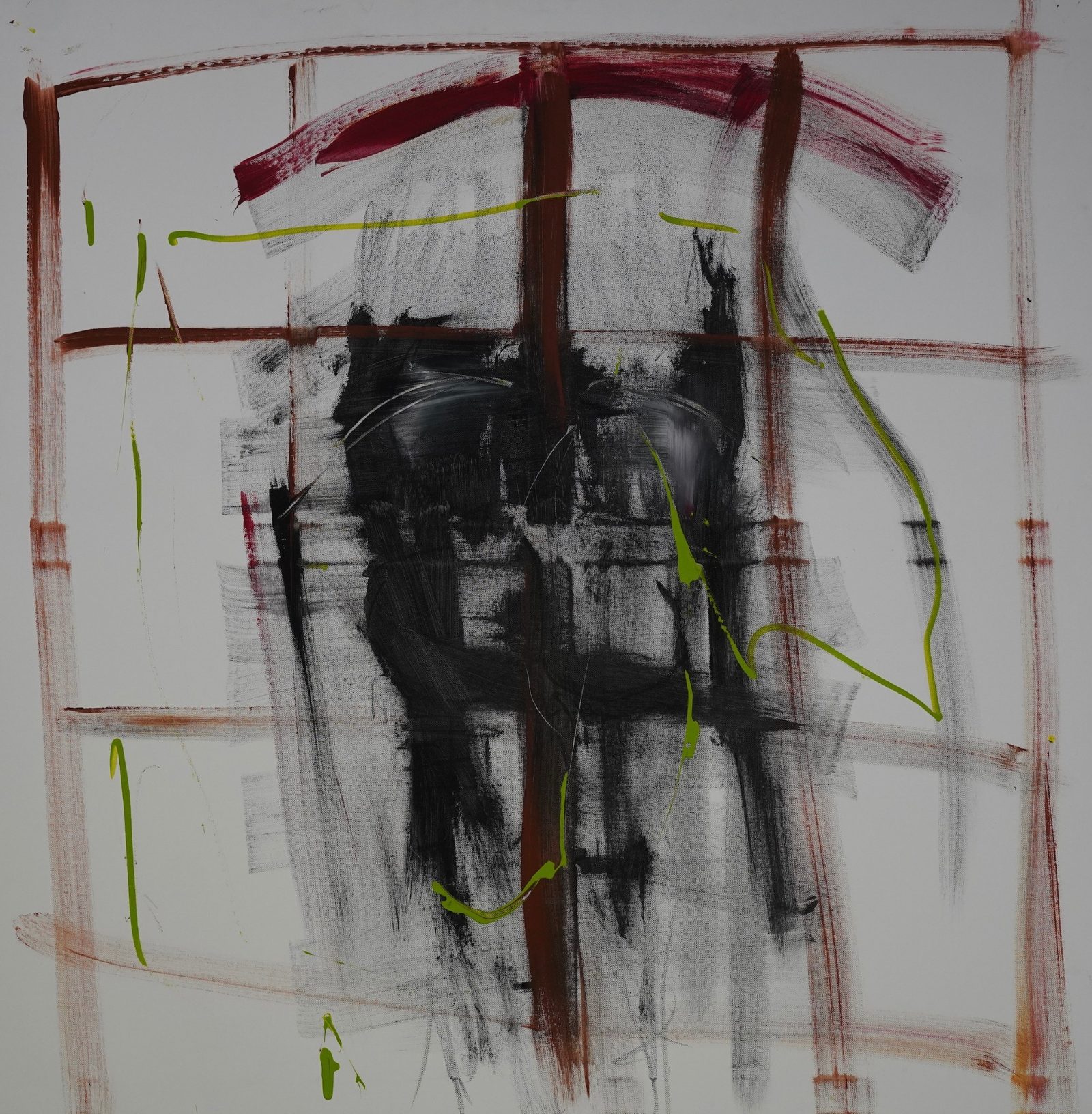 METEORITE (2023) – Gemälde von Thomas Anderer, Mixed Media auf Leinwand, 120 × 120 cm
