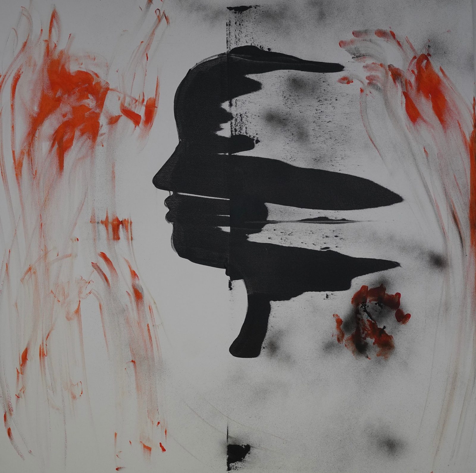 STORM (2024) – Gemälde von Thomas Anderer, Mixed Media auf Leinwand, 120 × 120 cm