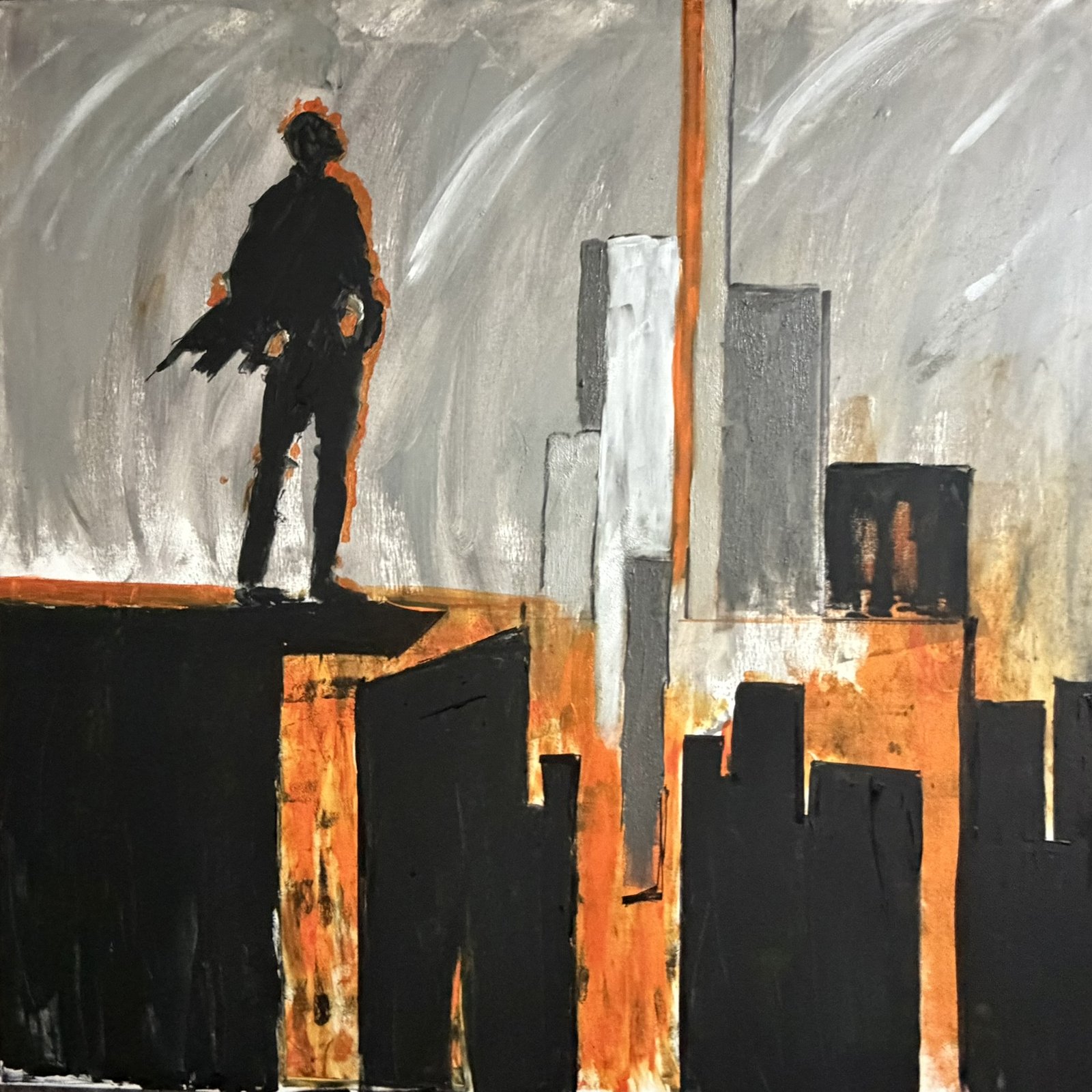 TOMORROW THINKING (2026) – Gemälde von Thomas Anderer, Mixed Media auf Leinwand, 120 × 120 cm